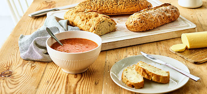 Enjoy a warm slice of buttered bread, great on a chilly day Enjoy a warm slice of buttered bread, great on a chilly day